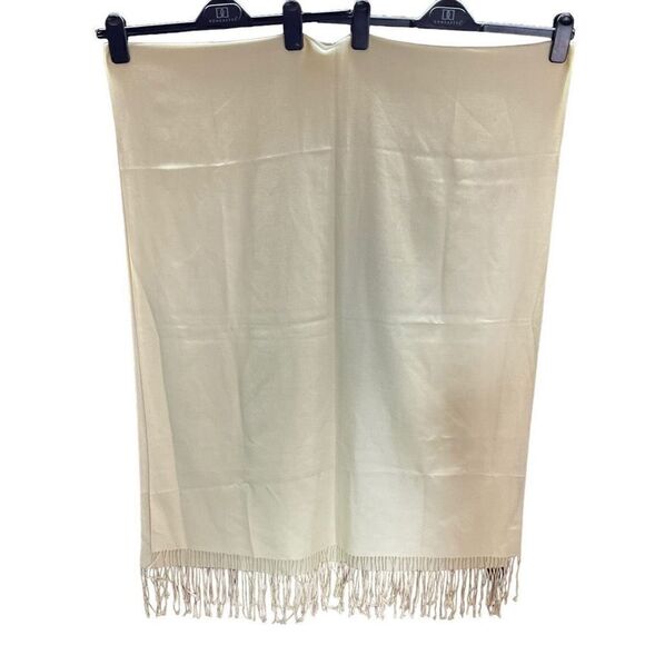 Wrap Scarf 4” Fringe Edge Light Yellow Women Width 28” Length 74” - Picture 3 of 10